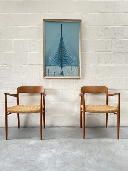 Pair of Mid Century Danish Møller Dining Chairs, Model 56