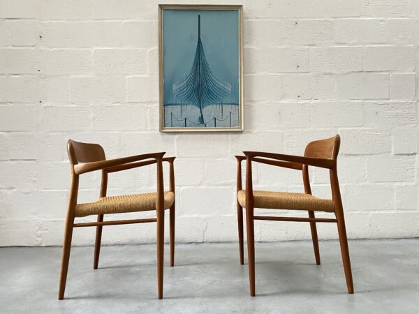 Pair of Mid Century Danish Møller Dining Chairs, Model 56