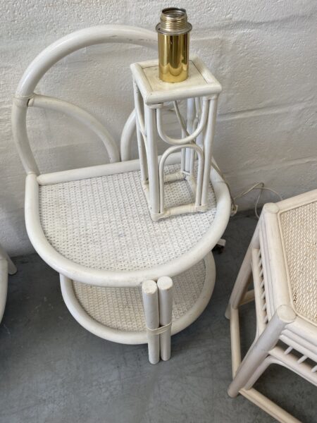 Vintage Collection of Painted White Bamboo / Cane Furniture
