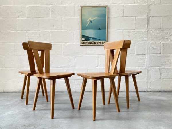 Vintage Set of Four Polish Dining Chairs by ŁAD