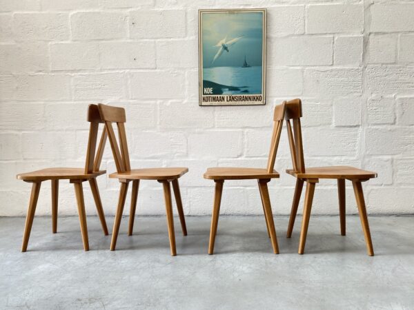 Vintage Set of Four Polish Dining Chairs by ŁAD