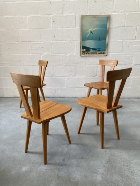 Vintage Set of Four Polish Dining Chairs by ŁAD