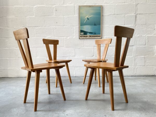Vintage Set of Four Polish Dining Chairs by ŁAD