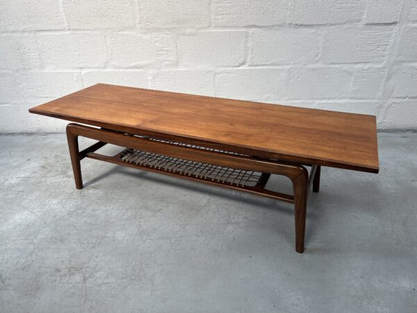 Mid Century Teak and Cord Danish Inspired Coffee Table - 1960s 