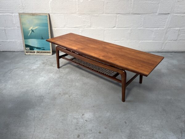 Mid Century Teak and Cord Danish Inspired Coffee Table - 1960s 