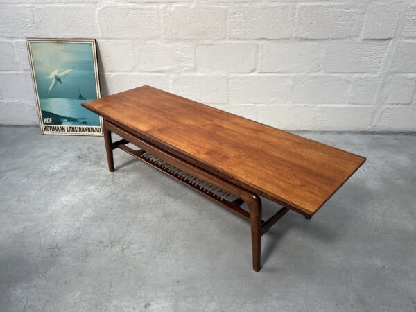 Mid Century Teak and Cord Danish Inspired Coffee Table - 1960s 
