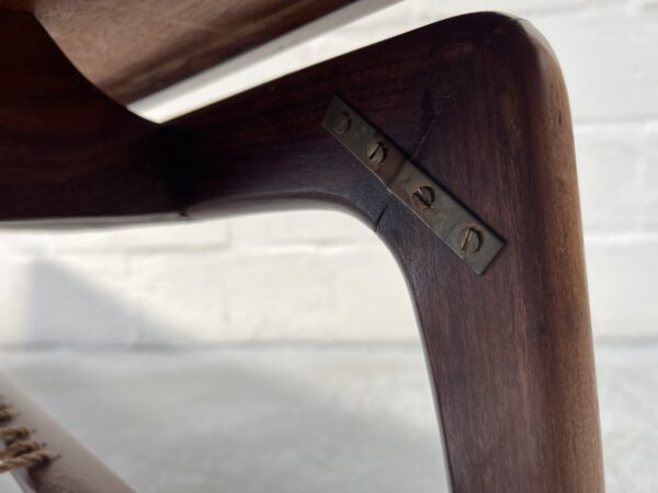 Mid Century Teak and Cord Danish Inspired Coffee Table - 1960s 