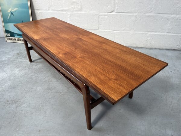 Mid Century Teak and Cord Danish Inspired Coffee Table - 1960s 