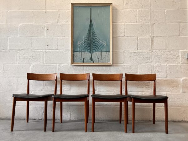 Mid Century Danish Set of Four Rosengren Hansen Dining Chairs