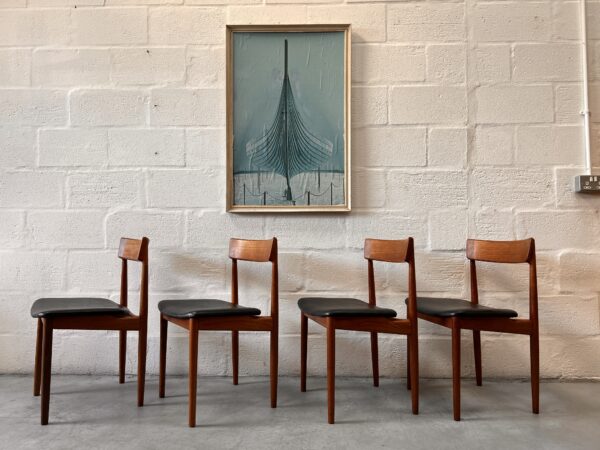 Mid Century Danish Set of Four Rosengren Hansen Dining Chairs