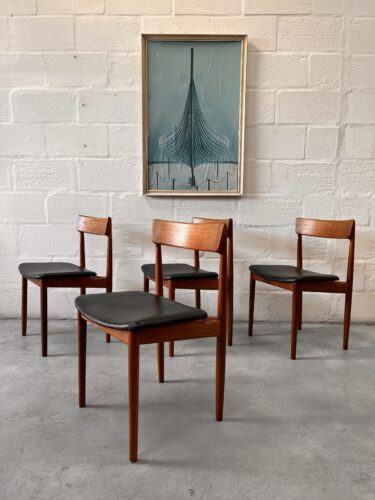 Mid Century Danish Set of Four Rosengren Hansen Dining Chairs