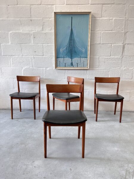 Mid Century Danish Set of Four Rosengren Hansen Dining Chairs