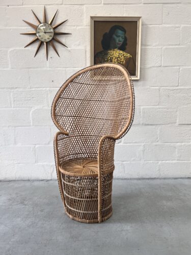 Vintage 1970s Wicker Peacock Chair