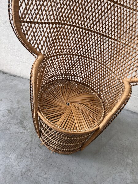 Vintage 1970s Wicker Peacock Chair