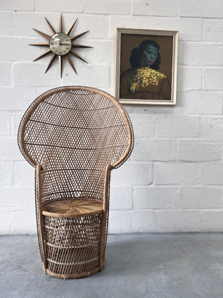 Vintage 1970s Wicker Peacock Chair