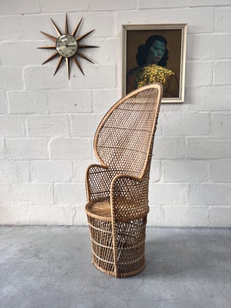 Vintage 1970s Wicker Peacock Chair