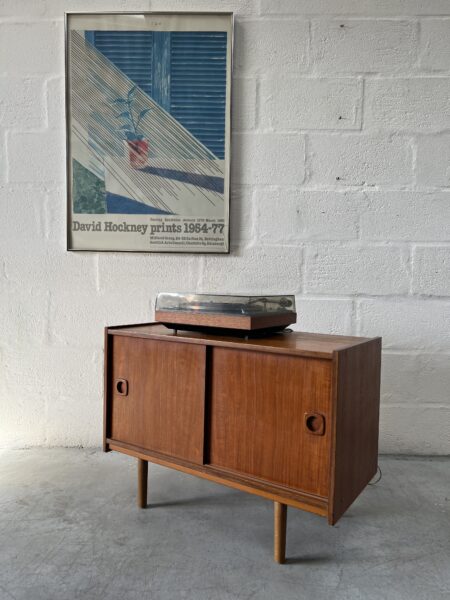 Vintage Danish Influenced Design Teak Vinyl Record Cabinet