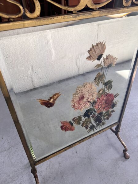 Antique Art Nouveau Mirrored Fire Screen Guard