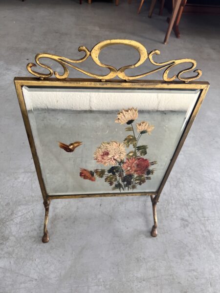 Antique Art Nouveau Mirrored Fire Screen Guard