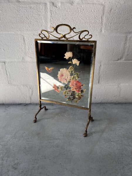 Antique Art Nouveau Mirrored Fire Screen Guard