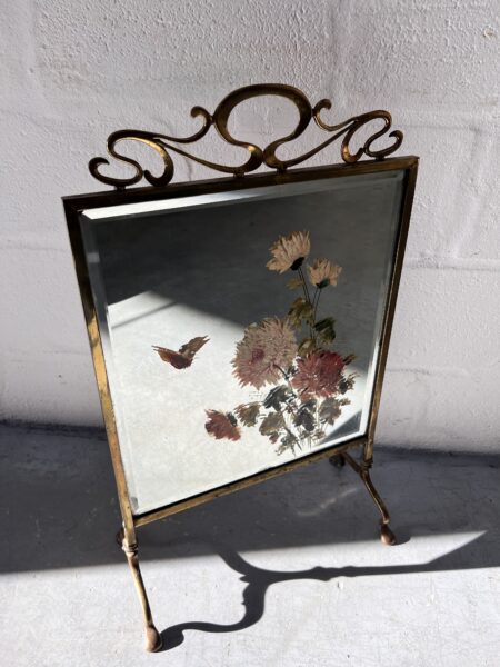 Antique Art Nouveau Mirrored Fire Screen Guard