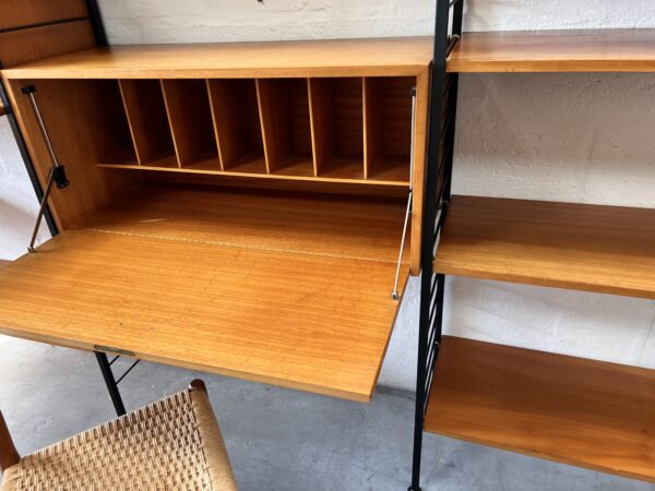 Mid Century Four Bays Of Black Metal Ladderax Shelving System