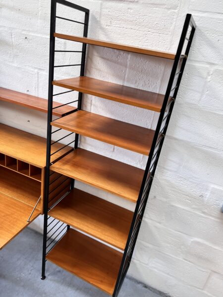 Mid Century Four Bays Of Black Metal Ladderax Shelving System