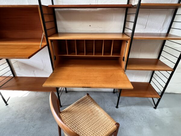 Mid Century Four Bays Of Black Metal Ladderax Shelving System