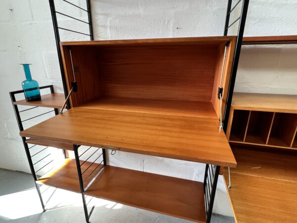 Mid Century Four Bays Of Black Metal Ladderax Shelving System