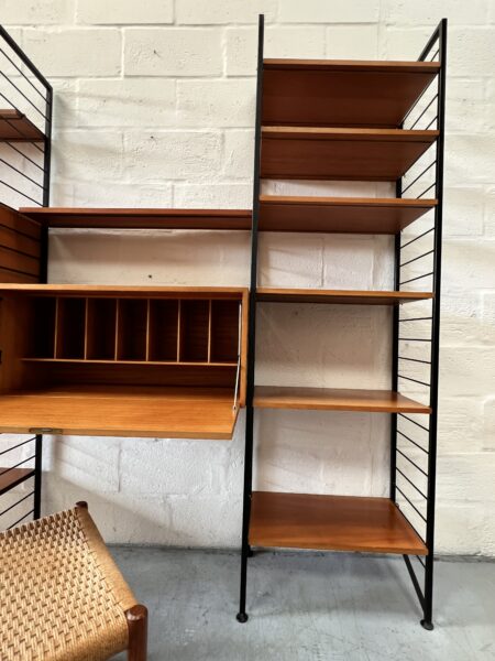 Mid Century Four Bays Of Black Metal Ladderax Shelving System