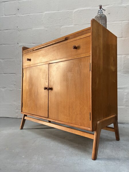 Vintage Utility Art Deco 1930s Oak Drinks Cabinet