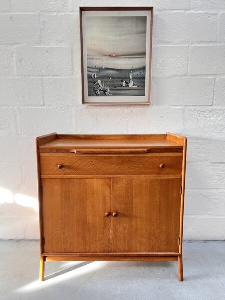 Vintage Utility Art Deco 1930s Oak Drinks Cabinet