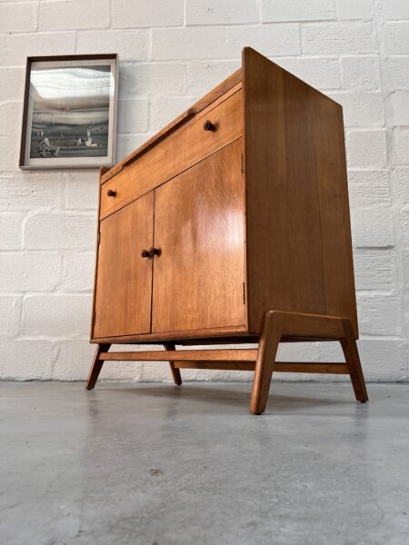 Vintage Utility Art Deco 1930s Oak Drinks Cabinet