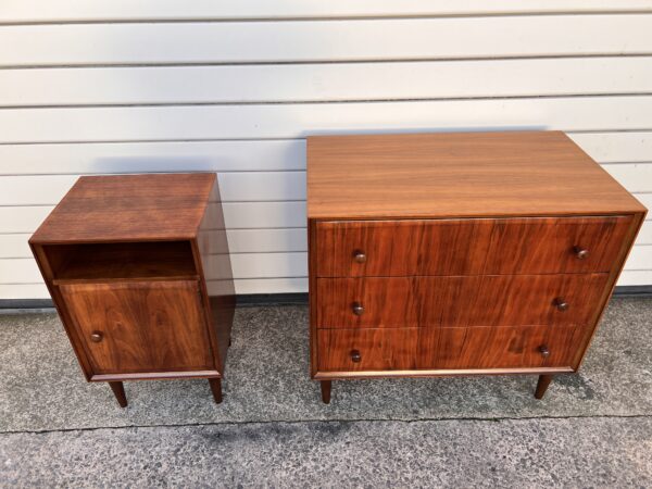 Vintage Meredew Chest of Drawers and Matching Bedside Cabinet