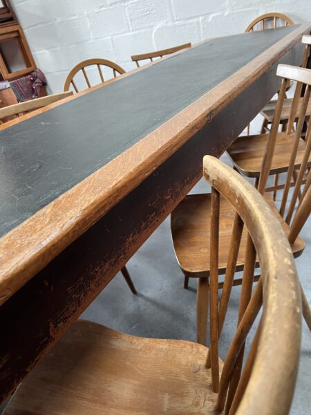 Large Antique Pitch Pine Three Plank Library Reading Table 