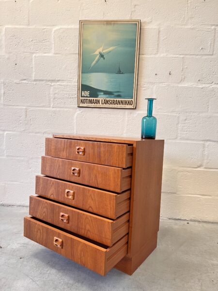 1970s Danish Vintage Teak Chest of Drawers by Domino Mobler  