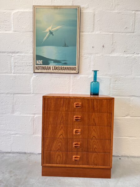 1970s Danish Vintage Teak Chest of Drawers by Domino Mobler  