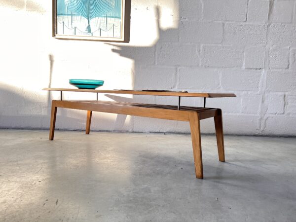 1960s Mid Century Floating Top Coffee Table with Slatted Magazine Rack 