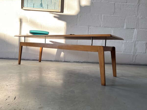 1960s Mid Century Floating Top Coffee Table with Slatted Magazine Rack 
