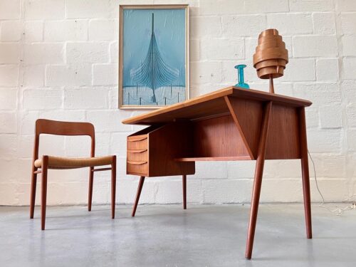 Mid Century Danish Teak Desk by Gunnar Nielsen for Tibergaard, 1960s 