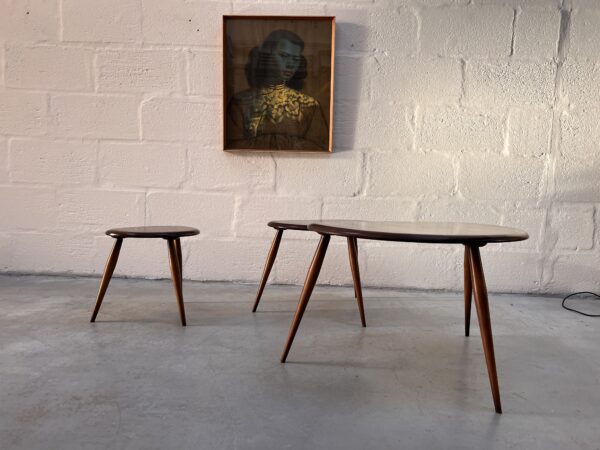 Vintage Mid Century Dark Set of Ercol ‘Pebble’ Nest of Tables
