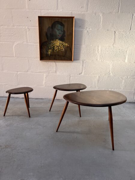 Vintage Mid Century Dark Set of Ercol ‘Pebble’ Nest of Tables