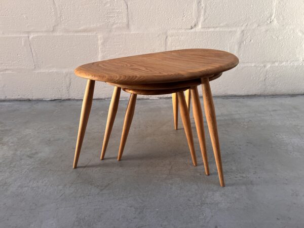 Vintage Mid Century Blonde Set of Ercol ‘Pebble’ Nest of Tables