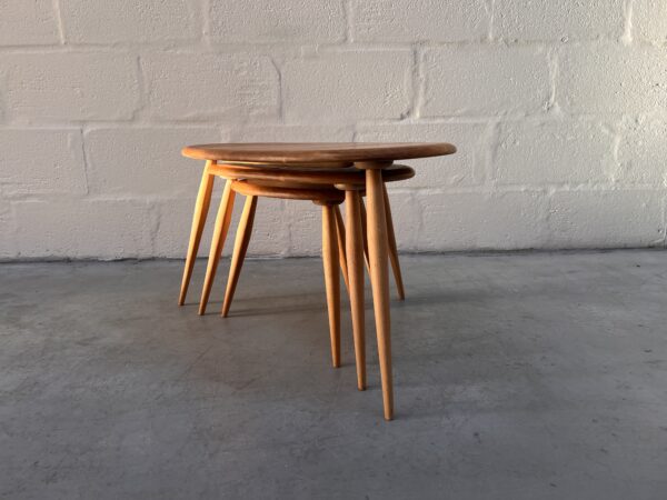 Vintage Mid Century Blonde Set of Ercol ‘Pebble’ Nest of Tables