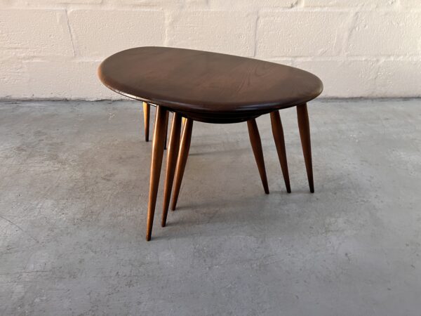 Vintage Mid Century Dark Set of Ercol ‘Pebble’ Nest of Tables