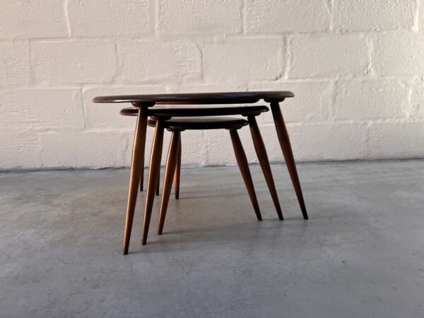 Vintage Mid Century Dark Set of Ercol ‘Pebble’ Nest of Tables