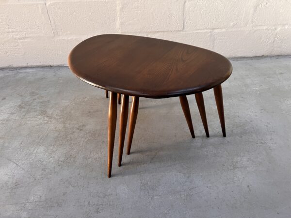 Vintage Mid Century Dark Set of Ercol ‘Pebble’ Nest of Tables