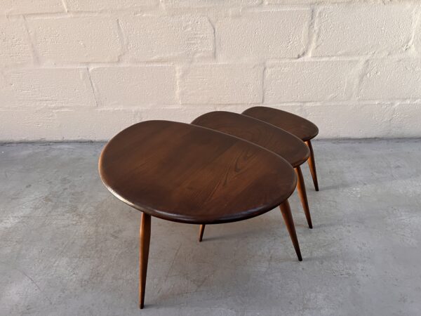 Vintage Mid Century Dark Set of Ercol ‘Pebble’ Nest of Tables
