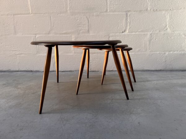 Vintage Mid Century Dark Set of Ercol ‘Pebble’ Nest of Tables