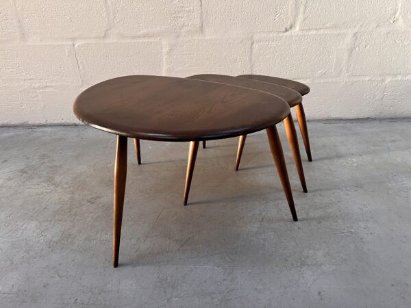Vintage Mid Century Dark Set of Ercol ‘Pebble’ Nest of Tables